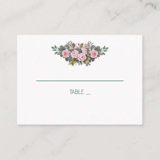 Cartões de Assento Florais Rosa para Casamento (Frente)