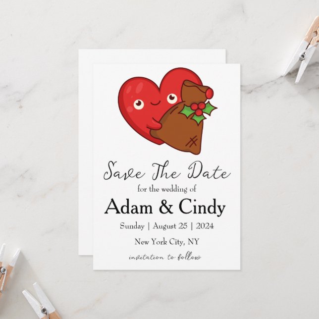 cartões de aviso de data de natal vermelhos e verd (Frente/Verso In Situ)