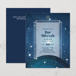CARTÕES DE BAR MITZVAH Céus Celestiais Galáxia Azu