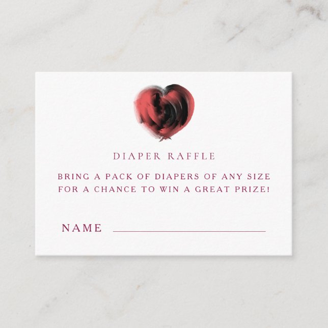 Cartões de Bilhete de Rifas de Fraldas para Chás d (Frente)
