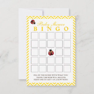 Cartões de Bingo Chá de fraldas Ladybug Yellow Che