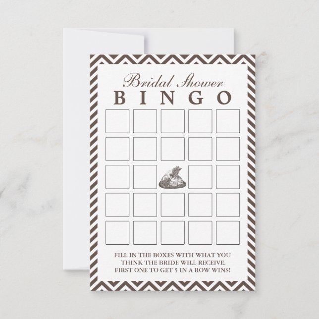 Cartões de bingo Chá de panela Lady Hat Chevron Vi (Frente)