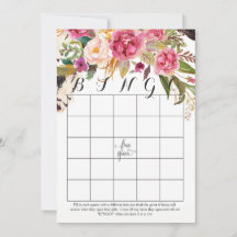 Cartões de Bingo de Chuveiro de flores aquarela bo