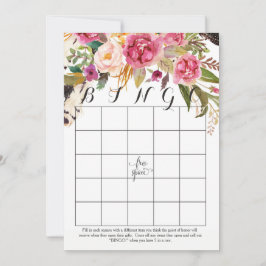 Cartões de Bingo de Chuveiro de flores aquarela bo