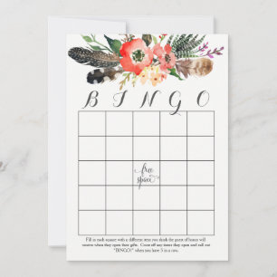 Cartões de Bingo de Chuveiro de flores em aquarela