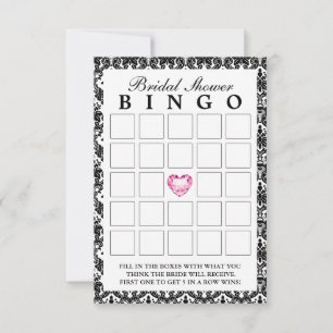 Cartões de Bingo de Noiva Coração de Diamante Dama