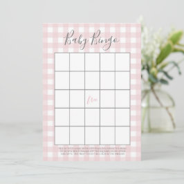 Cartões de bingo Gingham Baby GIrl Chá Rosa