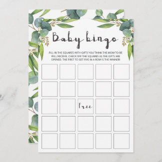 Cartões De Bingo Neutros Para Bebê Com Aquarela Eu