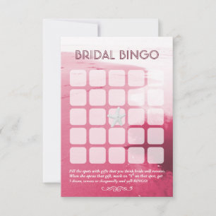 Cartões de Bingo Nupcial Tema Praia Rosa Elegante