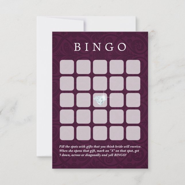 Cartões de Bingo para Casamento/ Chá de Noiva em V (Frente)