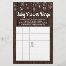 Cartões de Bingo Rustic Snowflake do chá de fralda