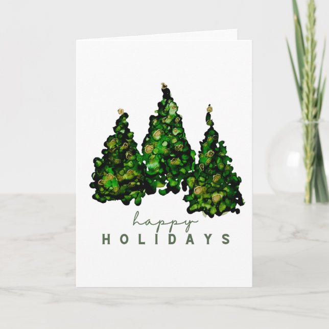 Cartões de Boas Festas com Design de Tinta Alcoóli (Frente)