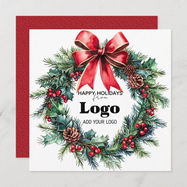 Cartões de Boas Festas com Logotipo Personalizado  (Frente/Verso)