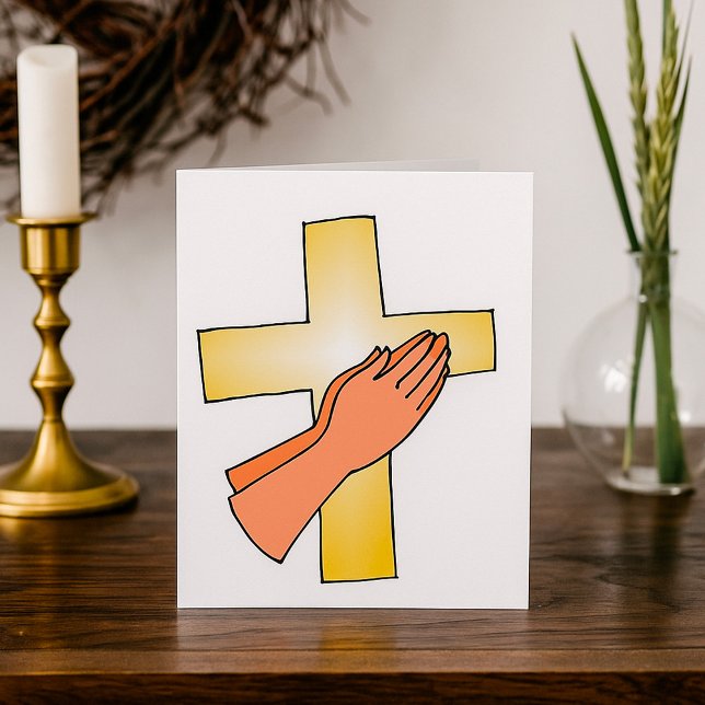 Cartões de Boas Festas com Mãos na Cruz (Criador carregado)