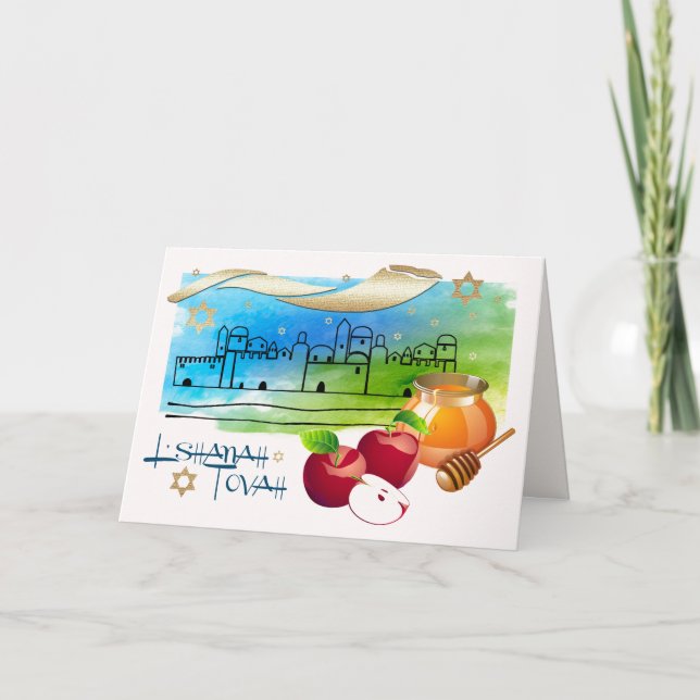 Cartões de Boas Festas de Ano Novo Judaico | Rosh  (Frente)