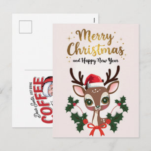 Cartões de Boas Festas de Natal de Rena Engraçada,