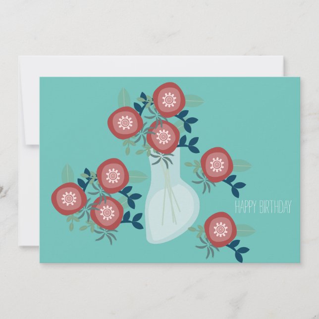 Cartões de Boas Vindas de Aniversário com Flores R (Frente)