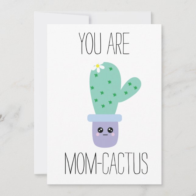 Cartões De Cactus Funny Kawaii Dia de as mães (Frente)