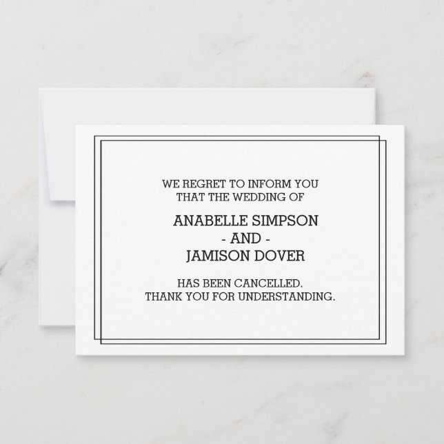Cartões de Cancelamento de Anúncio de Casamento (Frente)