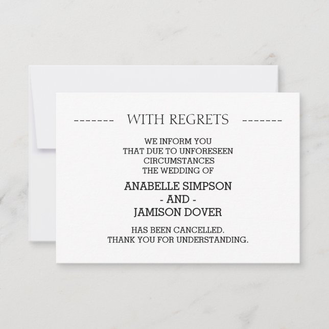 Cartões de Cancelamento de Anúncio de Casamento (Frente)
