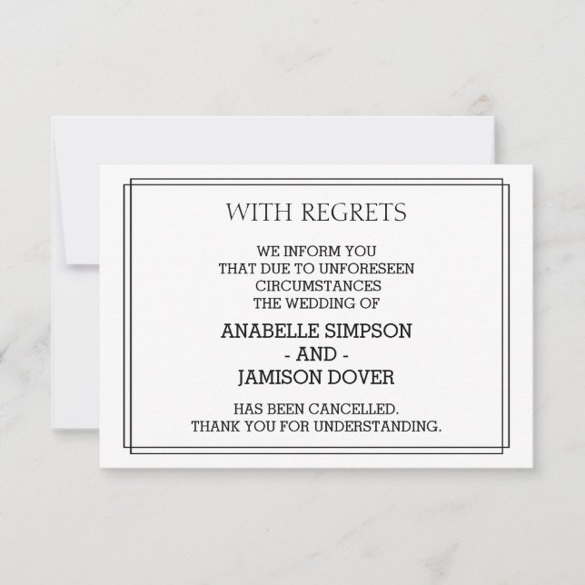 Cartões de Cancelamento de Anúncio de Casamento (Frente)