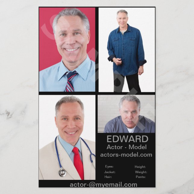 Cartões de Captura de Cabeça do Ator (Frente)