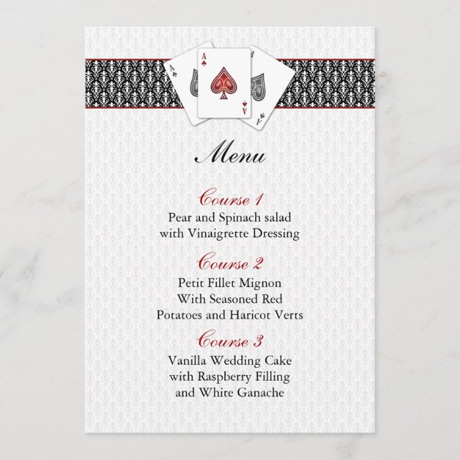 Cartões de cardápio de Las Vegas (Frente)