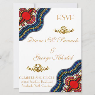 Cartões de casamento africanos étnicos de renda Da