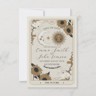 Cartões de Casamento Alinhados ao Sol e Lua do Tar