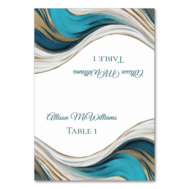 Cartões de casamento - Azul e Dourado- (Frente)