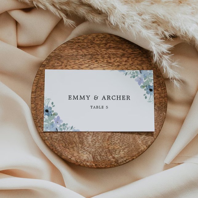 Cartões de Casamento Azul Modelo (Blue Wedding Place Cards Template)