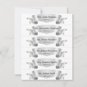 Cartões de Casamento da Faixa da Seda Silver