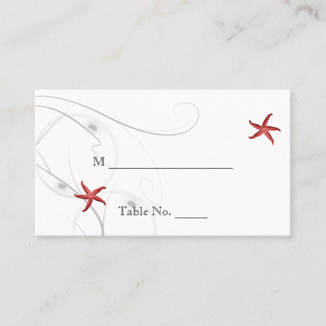 Cartões de Casamento de Coral de Prata de Starfish (Frente)