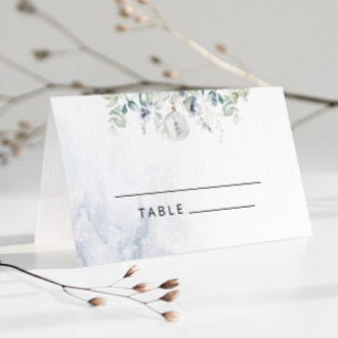Cartões de casamento de eucalipto no inverno azul