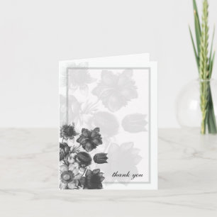 Cartões de Casamento de Flor Elegante Cinza