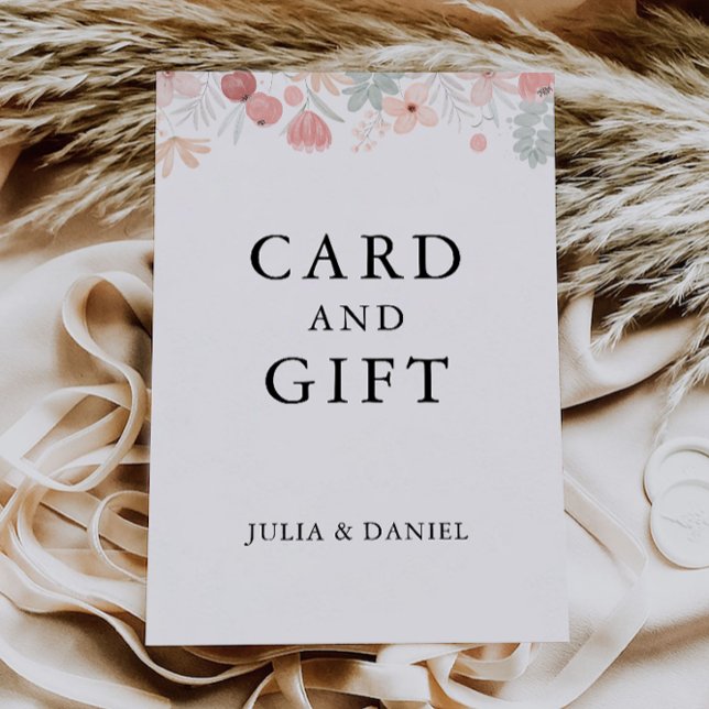 Cartões de Casamento de Flores Selvagens e Sinal d (Wildflower Wedding Cards and Gifts Sign,)