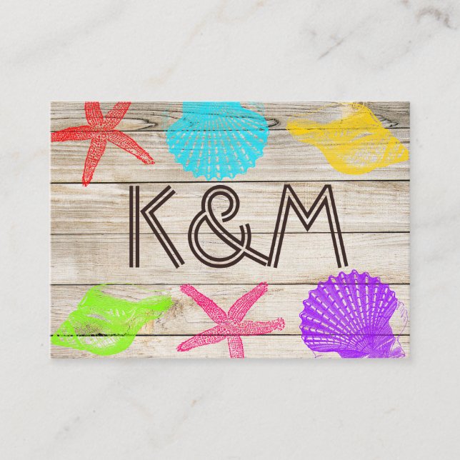 Cartões de Casamento de Madeira em Seashore (Frente)