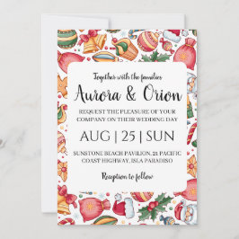 cartões de casamento de natal com tipografia elega