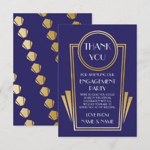 Cartões de casamento de noivado Art Deco Obrigado