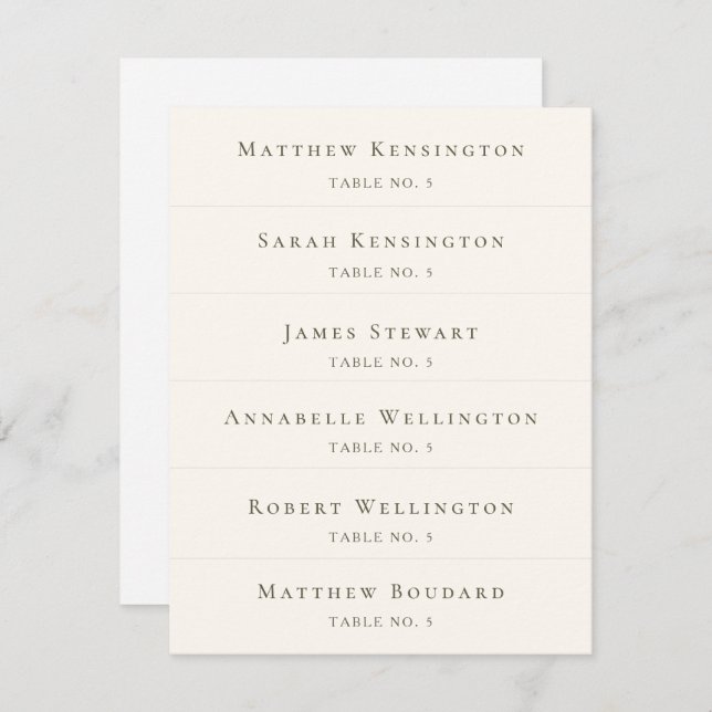 Cartões de Casamento de Nomes de Convidado Persona (Frente/Verso)