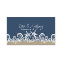 Cartões de Casamento de Praia de Seashell Azul