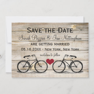 Cartões de casamento de Save the Date de bicicleta