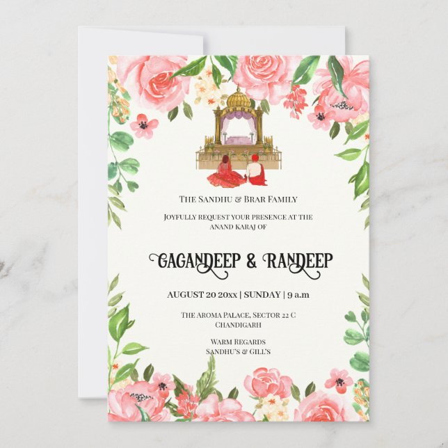 Cartões de casamento do Punjabi (Frente)