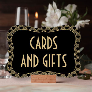 Cartões de casamento e presentes pretos e Dourados