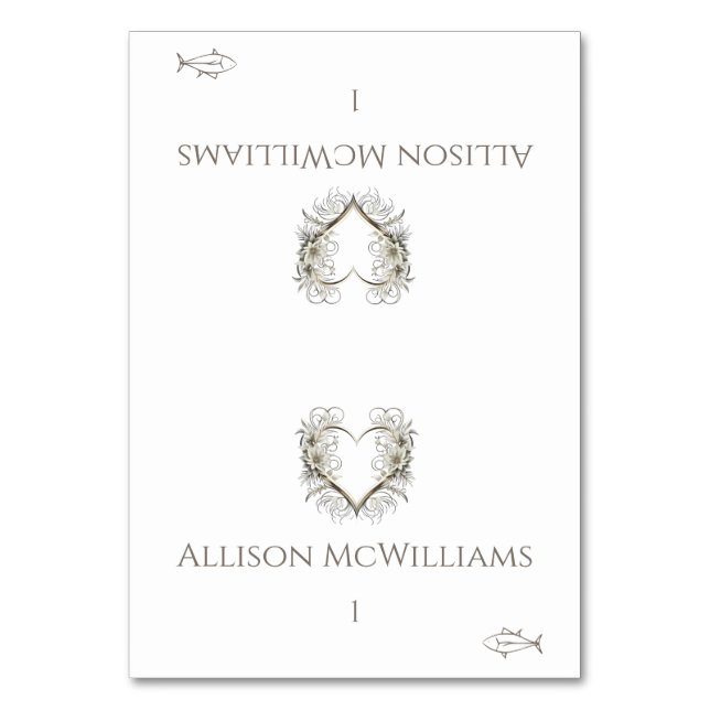 Cartões de Casamento-Flores de Ícone de Peixe com  (Frente)