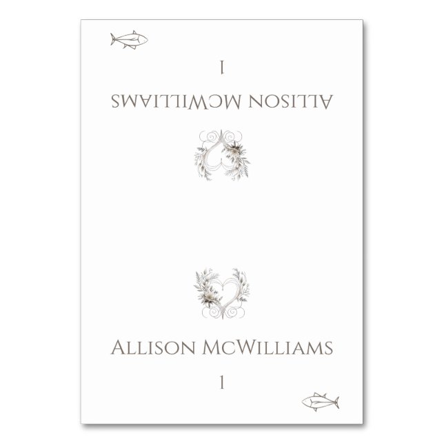 Cartões de Casamento-Flores de Ícone de Peixe com  (Frente)