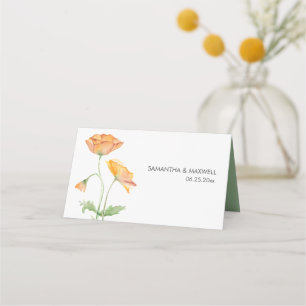 Cartões De Casamento Laranja Floral Aquarela