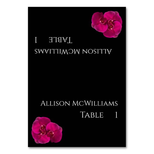 Cartões de Casamento — Preto Fuchsia Branco (Frente)