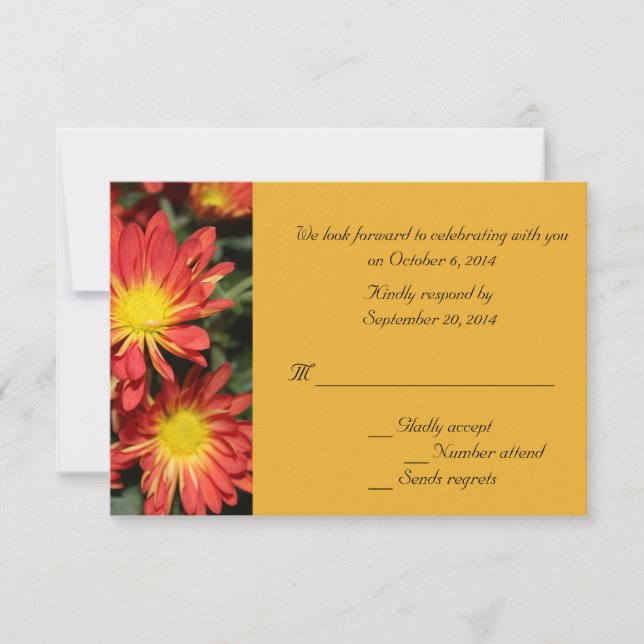 Cartões de casamento RSVP com flores de margarida  (Frente)