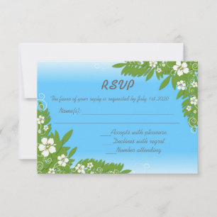 Cartões de casamento RSVP de hibisco branco azul p